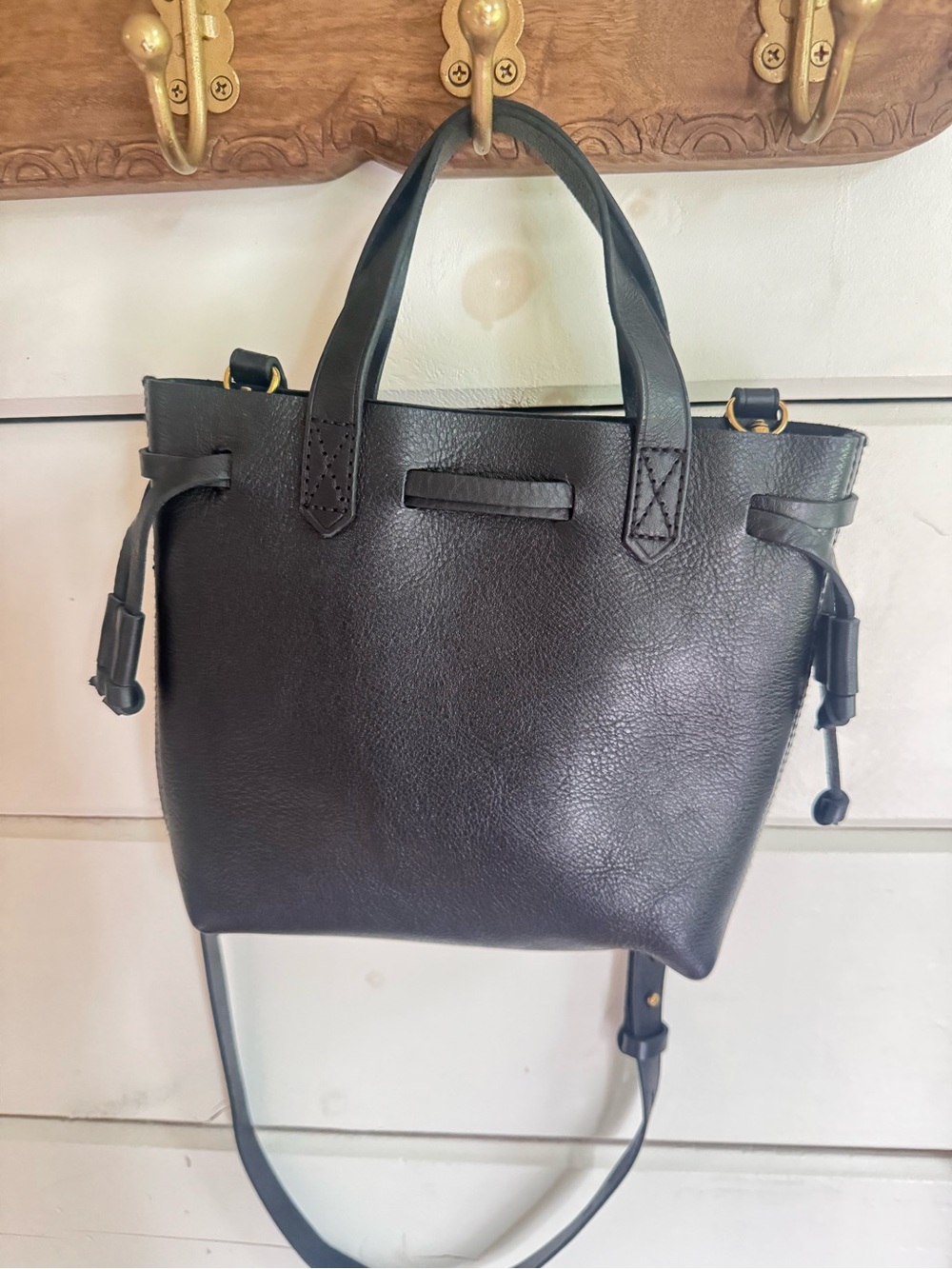 Madewell, black leather transport tote small - Picture 3 of 6
